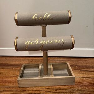 Jewelry stand- wood and beige